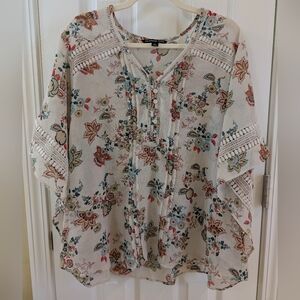 Zac & Rachel Floral Crochet Top - Cream and Multicolor